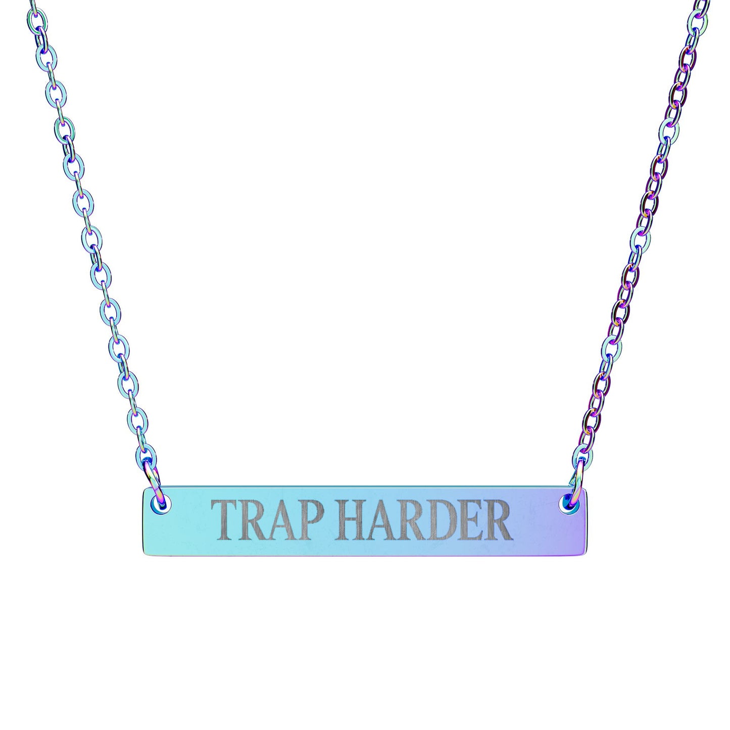" TRAP HARDER " Engrave Necklace