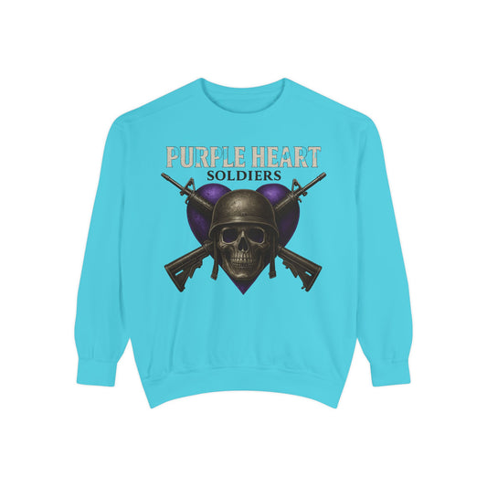 "Purple Heart Soldiers" Skull & Rifles Military Tribute Crewneck